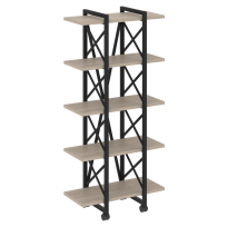 Loft Стеллаж на колесных опорах-5 полок VR.L-MST.K-5.4V Тиквуд тёмный/Чёрный металл 800×400×1704 Loft Стеллаж на колесных опорах-5 полок VR.L-MST.K-5.4V Тиквуд тёмный/Чёрный металл 800×400×1704