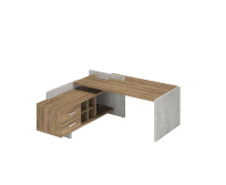 Стол для руководителя левый Wood&Stone / СФ-531221*/ 1800х1798х840 / Дуб Чарльстон / Бетон Чикаго Стол для руководителя левый Wood&Stone / СФ-531221*/ 1800х1798х840 / Дуб Чарльстон / Бетон Чикаго