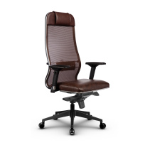 Кресло для руководителя Метта L 1m 36/4D_17840_Сетка X2 - Коричневый_Кожа перфорированная NewLeather - Темно-коричневый Кресло для руководителя Метта L 1m 36/4D_17840_Сетка X2 - Коричневый_Кожа перфорированная NewLeather - Темно-коричневый