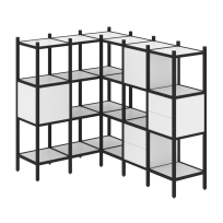 Loft Угловой внутренний стеллаж наборный VR.L-30 Тиквуд тёмный/Белый металл 1278×1278×1458 Loft Угловой внутренний стеллаж наборный VR.L-30 Тиквуд тёмный/Белый металл 1278×1278×1458