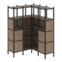 Loft Угловой внутренний стеллаж наборный VR.L-33 Тиквуд тёмный/Белый металл 1278×1278×1869 Loft Угловой внутренний стеллаж наборный VR.L-33 Тиквуд тёмный/Белый металл 1278×1278×1869